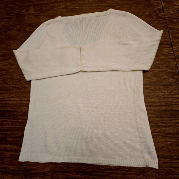 HENRY NEW YORK Women's 100% Cotton V-Neckline Beaded L/Sleeves Sweater - SML - Picture 7 of 13